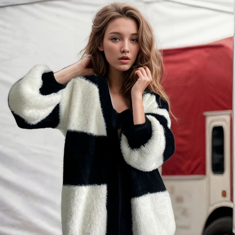 Loose V-neck Knitted Cardigan Women