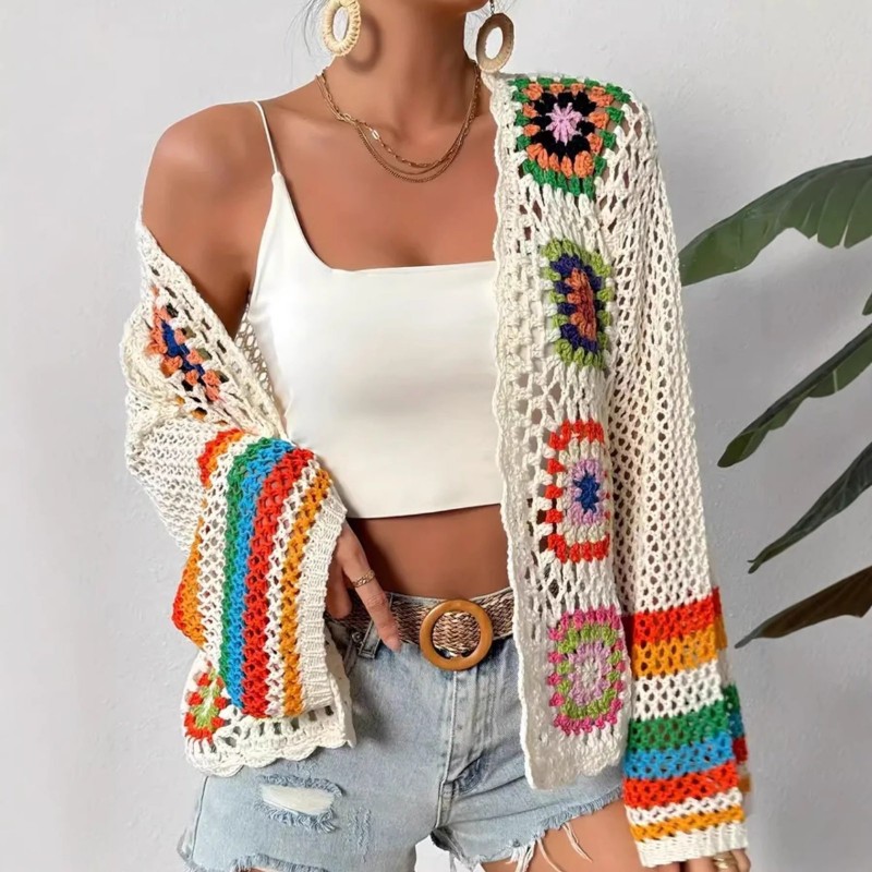 Hand-crocheted Knitted Cardigan For Wome...