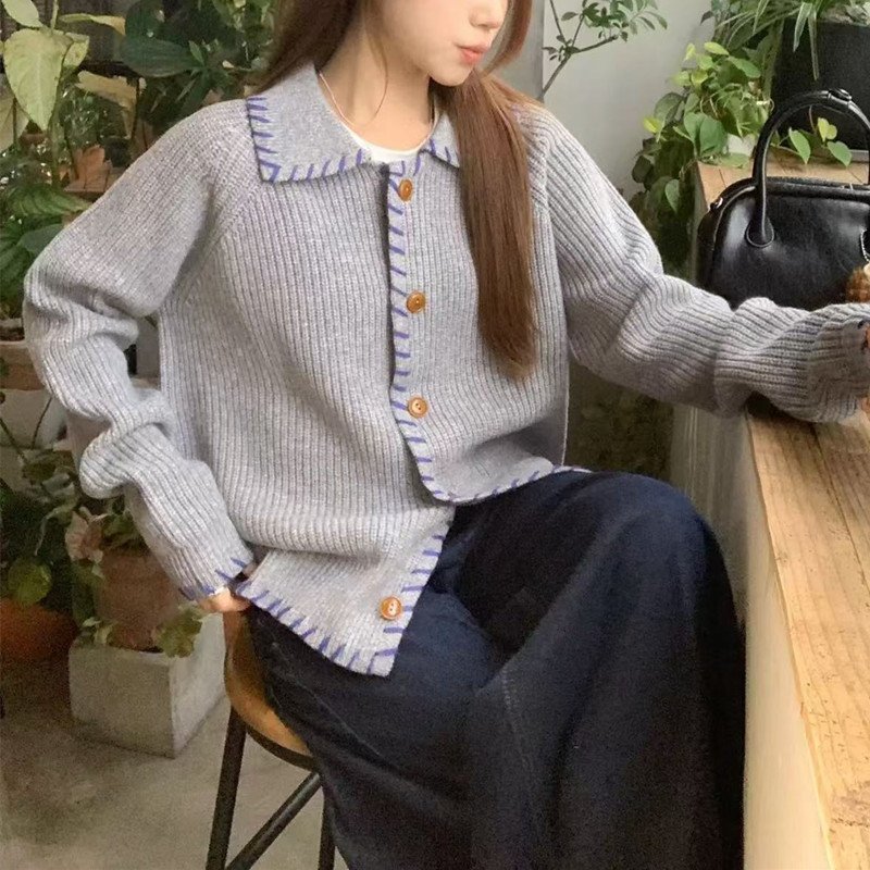 Cropped Knit Cardigan Sweater For Women