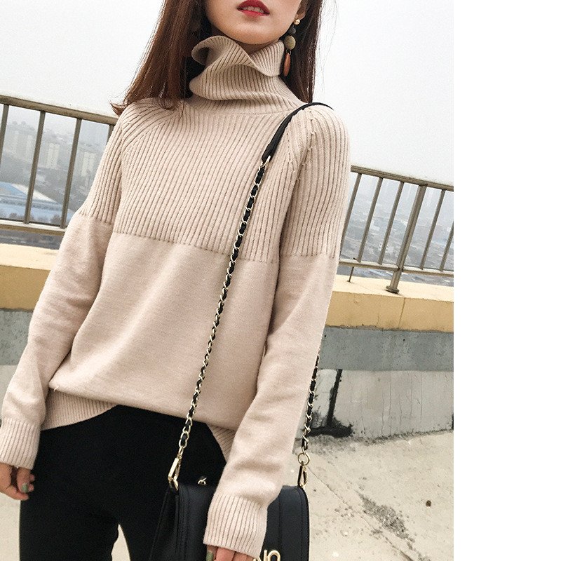 Woolen Sweater Women High Neck Loose Pullover Sweater Woolen Sweater Women High Neck Loose Pullover Sweater