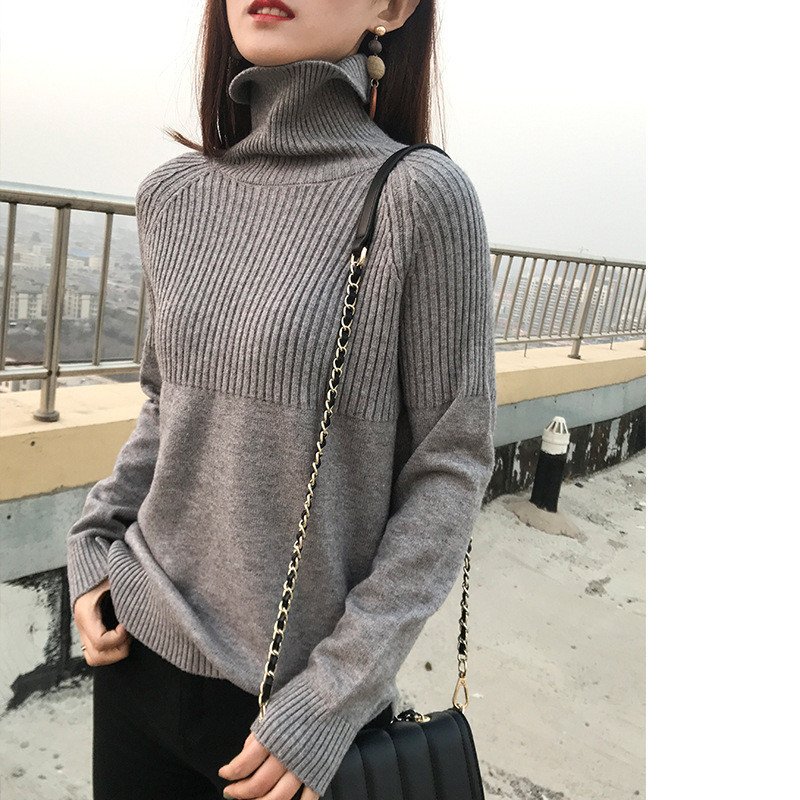 Woolen Sweater Women High Neck Loose Pullover Sweater Woolen Sweater Women High Neck Loose Pullover Sweater