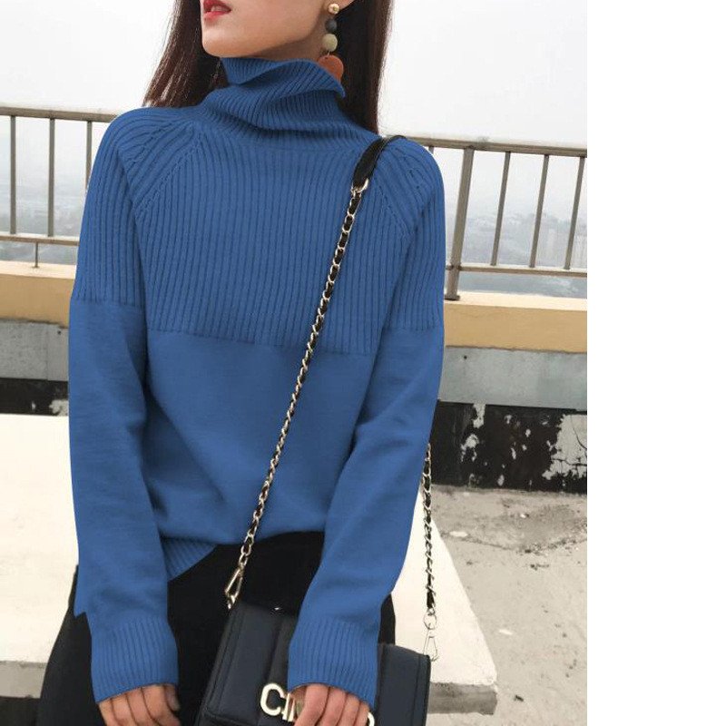 Woolen Sweater Women High Neck Loose Pullover Sweater Woolen Sweater Women High Neck Loose Pullover Sweater
