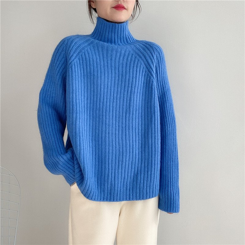 Half Turtleneck Sweater Women Loose Padded Sweater Half Turtleneck Sweater Women Loose Padded Sweater