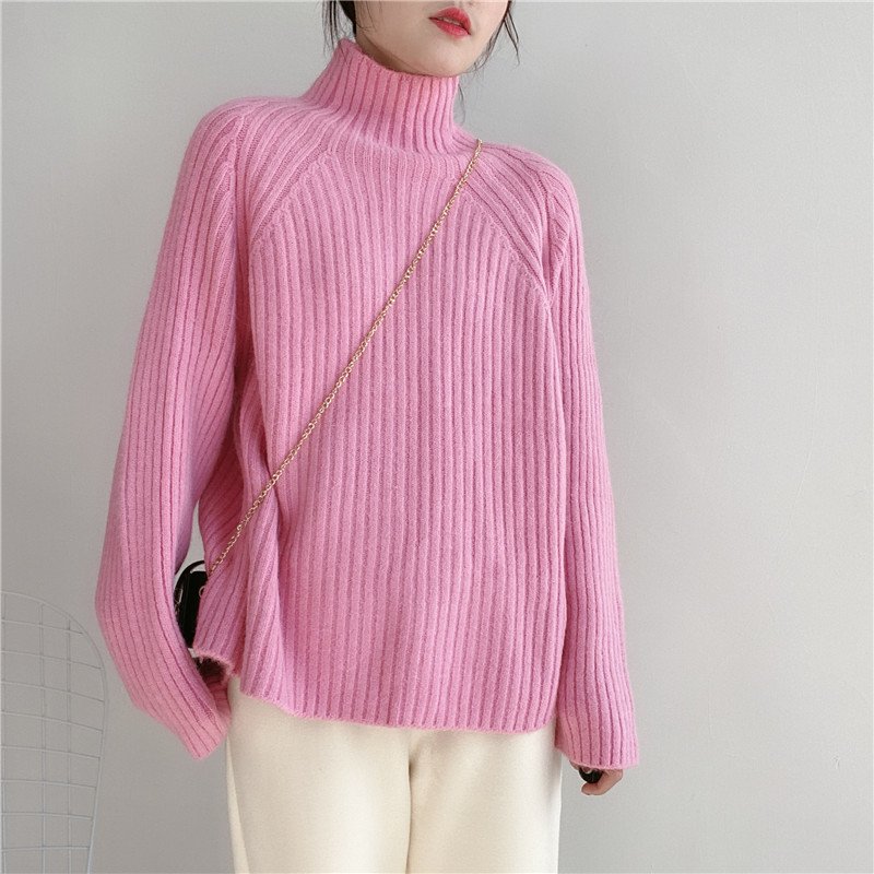 Half Turtleneck Sweater Women Loose Padded Sweater Half Turtleneck Sweater Women Loose Padded Sweater