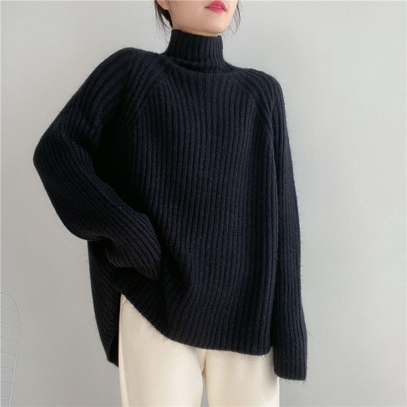 Half Turtleneck Sweater Women Loose Padded Sweater Half Turtleneck Sweater Women Loose Padded Sweater