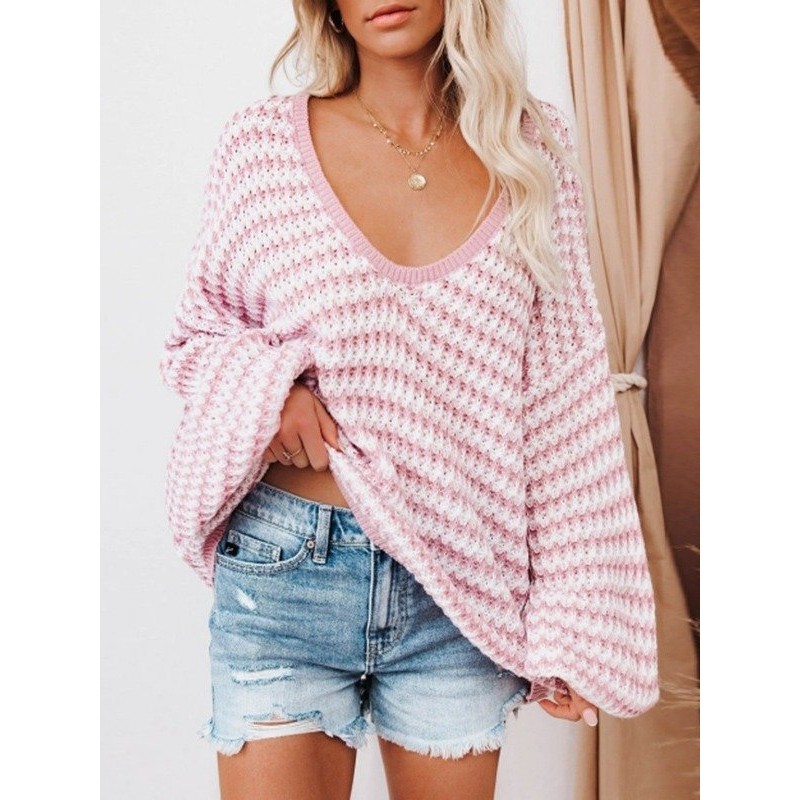 Loose Knitted Sweater Pullover For Women Loose Knitted Sweater Pullover For Women