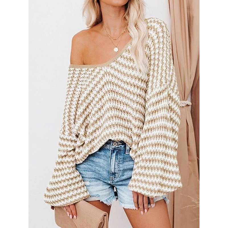 Loose Knitted Sweater Pullover For Women Loose Knitted Sweater Pullover For Women