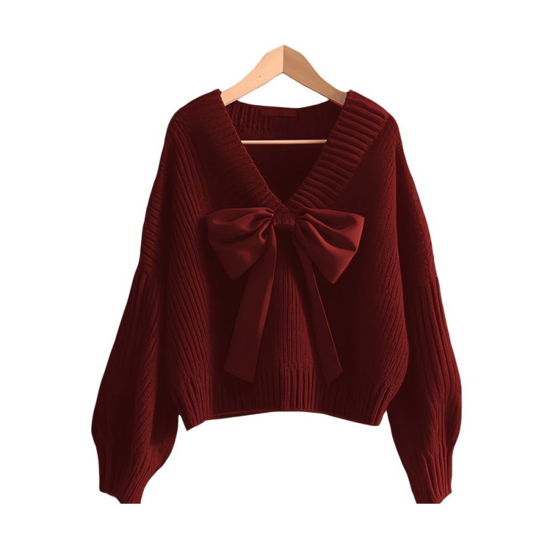 Fashion Bowknot Knitted Sweater For Women Fashion Bowknot Knitted Sweater For Women