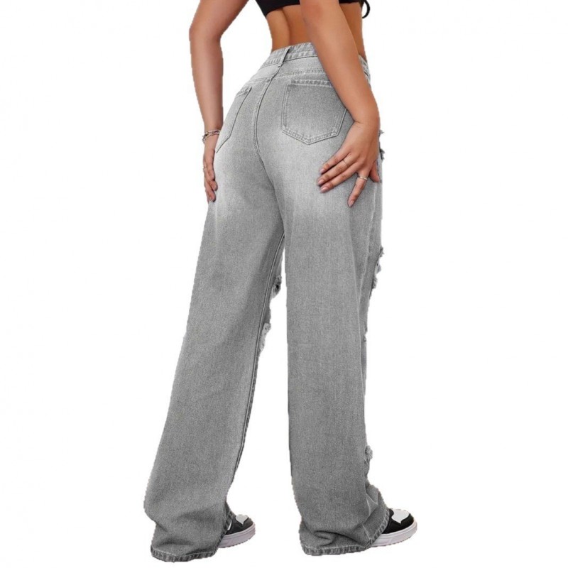 Trendy Washed Ripped Straight Jeans For Women Trendy Washed Ripped Straight Jeans For Women
