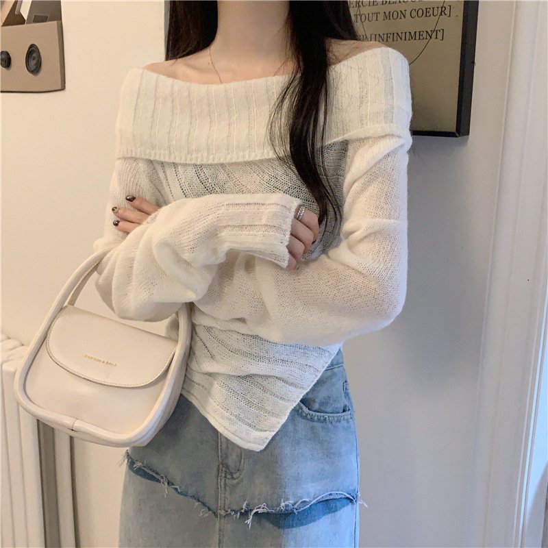 Off-shoulder Irregular Sweater Women
