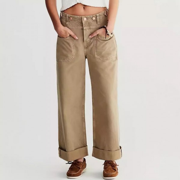 Retro Washed Straight Jeans For Women