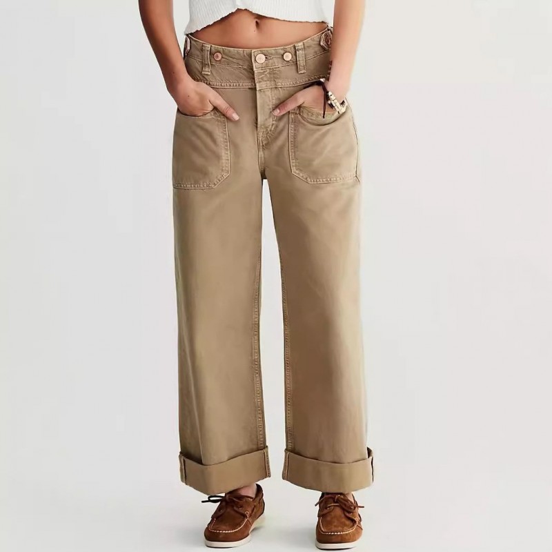 Retro Washed Straight Jeans For Women