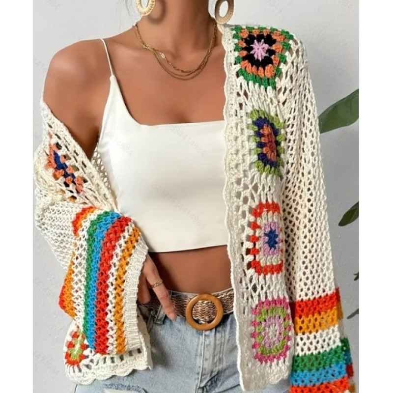 Hand-crocheted Knitted Cardigan For Women Hand-crocheted Knitted Cardigan For Women
