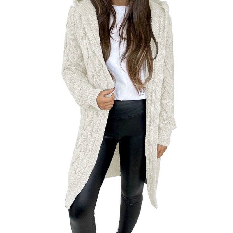 Hooded Knit Cardigan Coat Overcoat Women