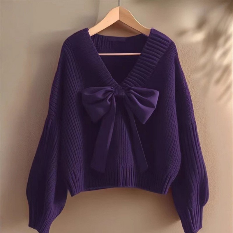 Fashion Bowknot Knitted Sweater For Women Fashion Bowknot Knitted Sweater For Women