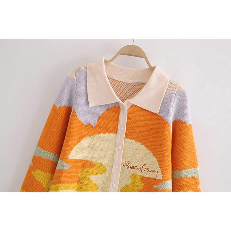 Retro sweater cardigan jacket women knitwear