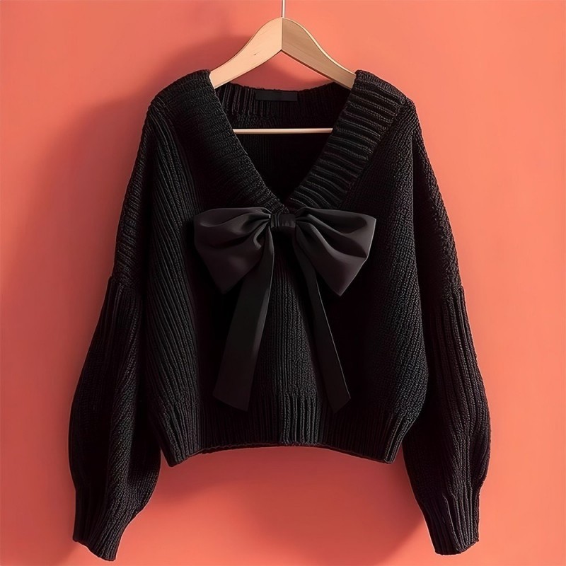 Fashion Bowknot Knitted Sweater For Women Fashion Bowknot Knitted Sweater For Women