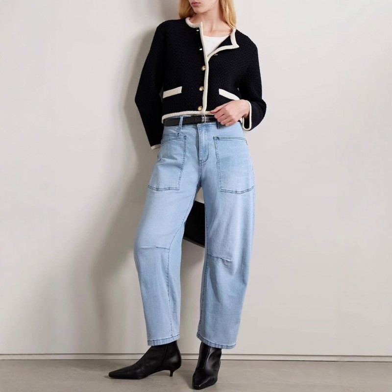 Fashionable Washed High-Waist Jeans For Women