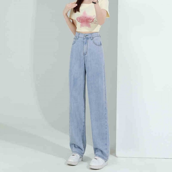 Elastic Waist Lyocell Jeans Women