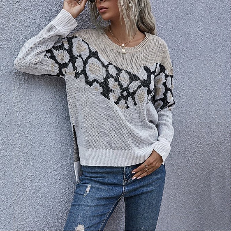 Women Animal Print Sweater Women Loose R...