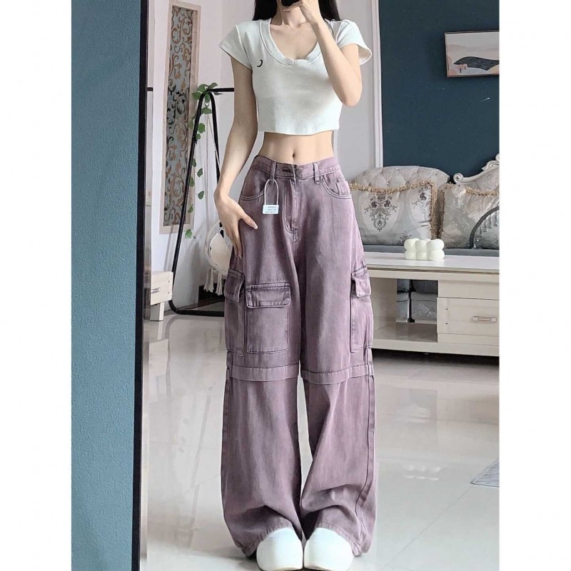 Retro Purple Cargo Jeans Women Retro Purple Cargo Jeans Women