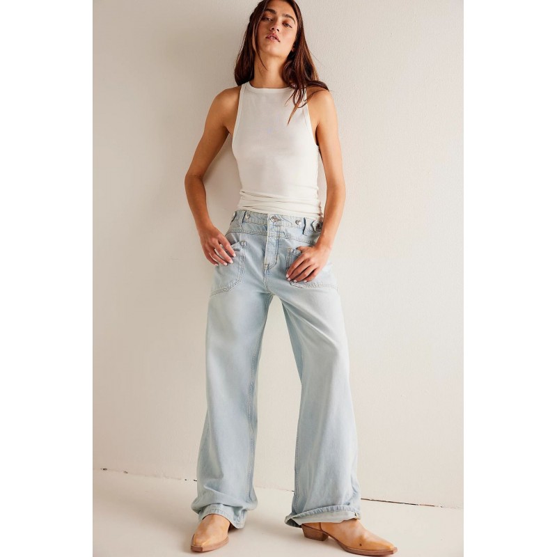 Retro Washed Straight Jeans For Women