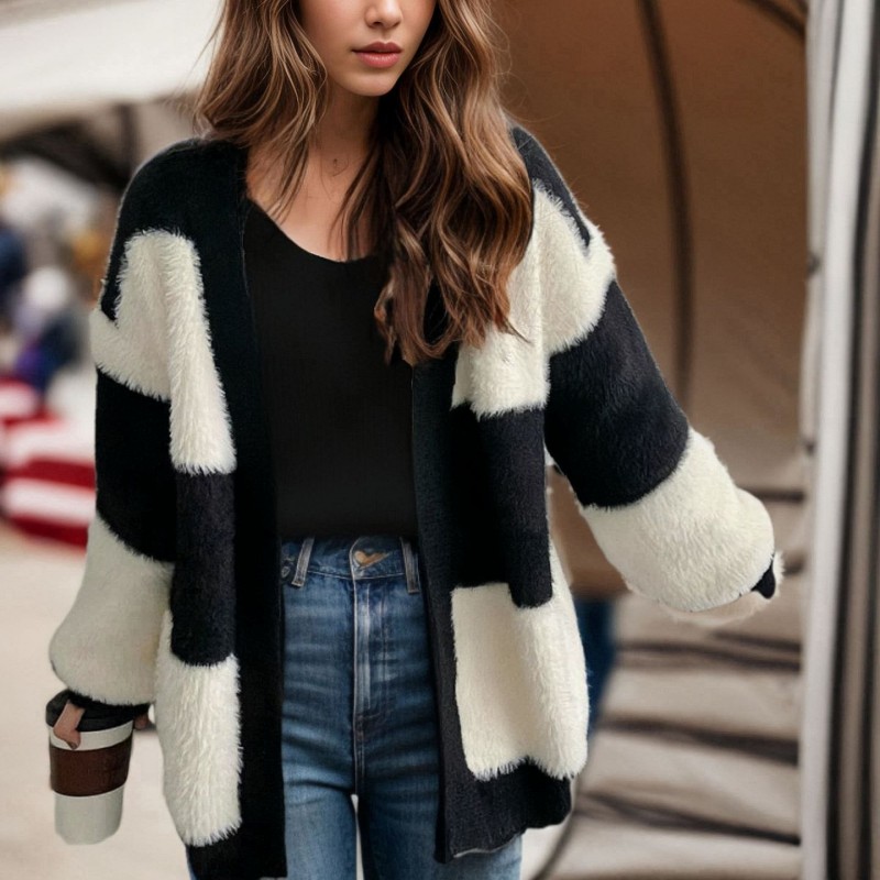 Loose V-neck Knitted Cardigan Women