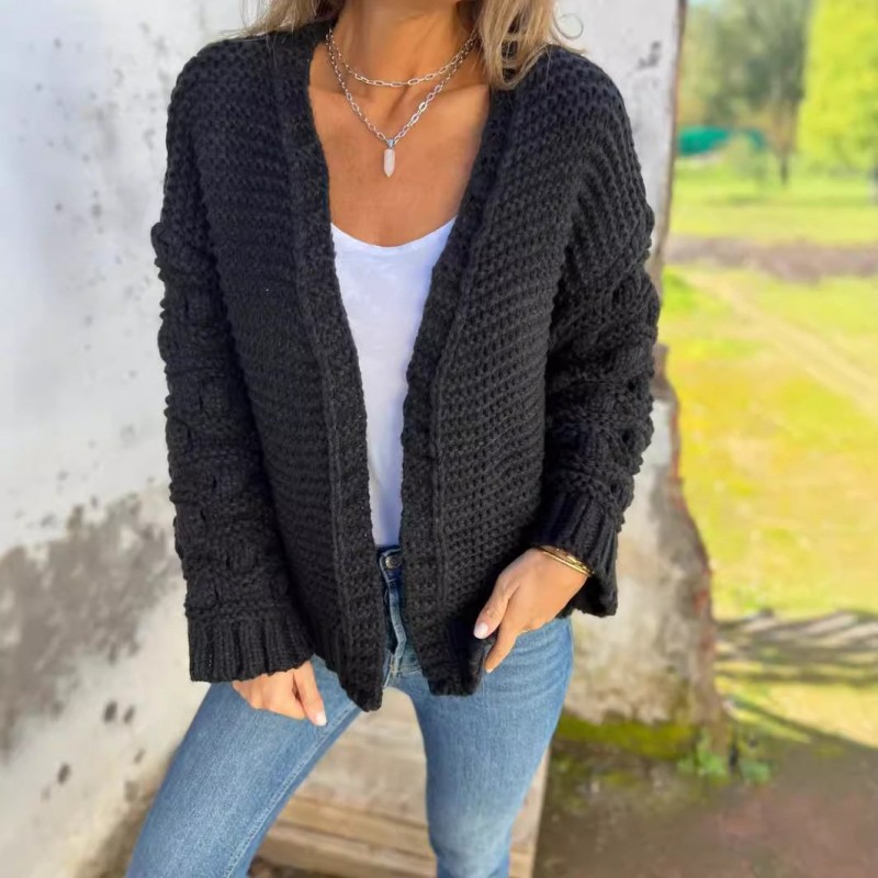 Winter Fashion Solid Color Cardigan Wome...