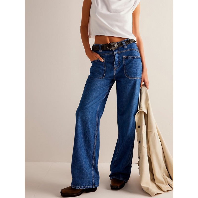 Retro Washed Straight Jeans For Women