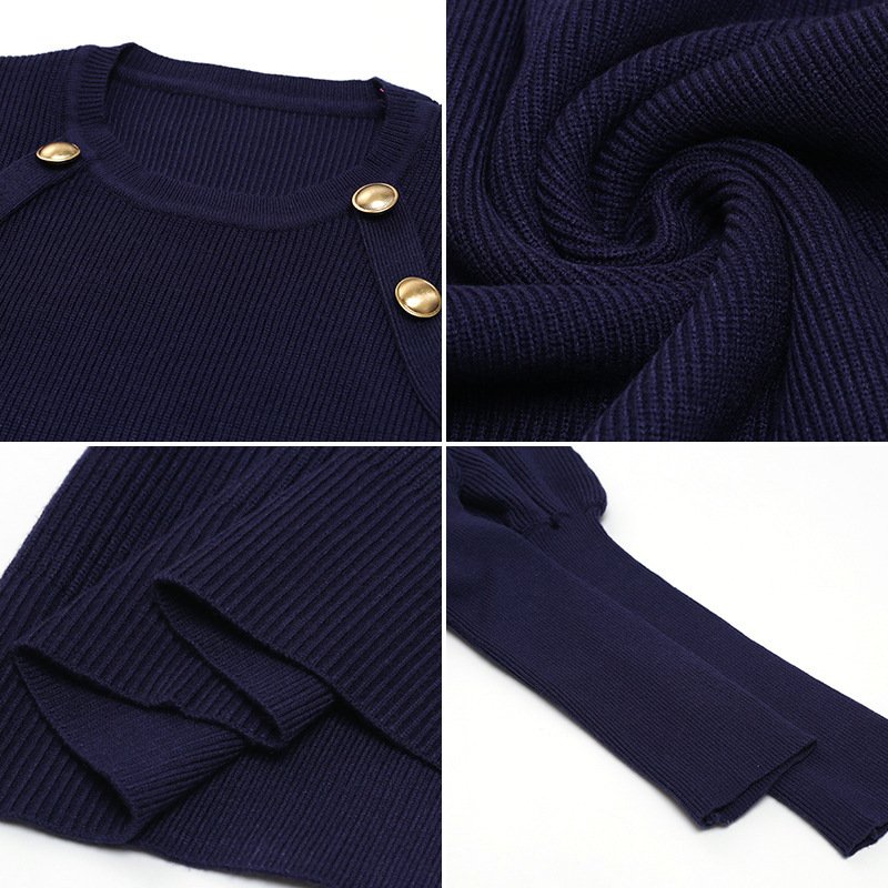 Sweater Women Chic Button Up Black Sweater Pullover Sweater Women Chic Button Up Black Sweater Pullover