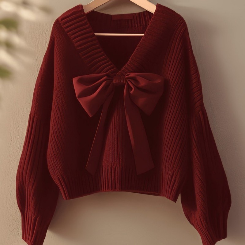 Fashion Bowknot Knitted Sweater For Women Fashion Bowknot Knitted Sweater For Women
