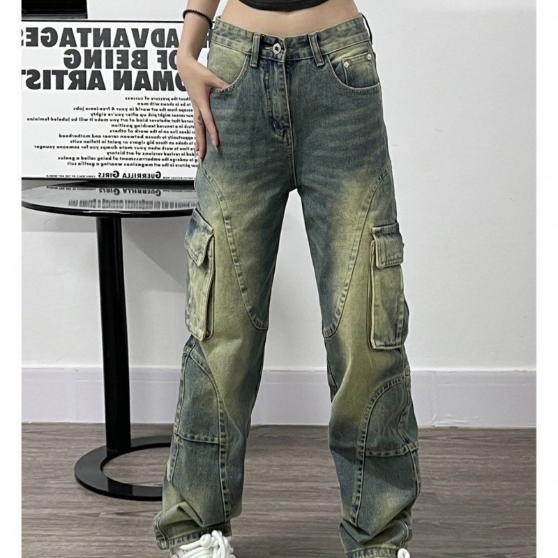Deconstructed Design Washed Jeans For Women Deconstructed Design Washed Jeans For Women