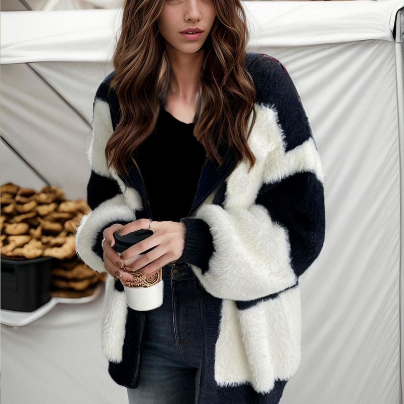Loose V-neck Knitted Cardigan Women