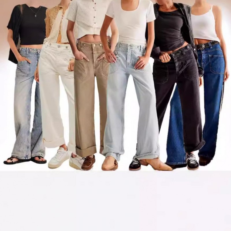 Retro Washed Straight Jeans For Women