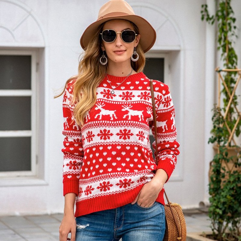 Christmas sweater snowflake pullover women Christmas sweater snowflake pullover women