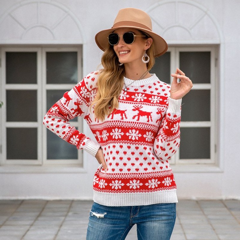 Christmas sweater snowflake pullover women Christmas sweater snowflake pullover women