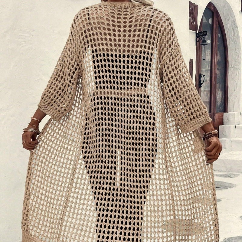 Hollow Knitted Long Cardigan Women Hollow Knitted Long Cardigan Women