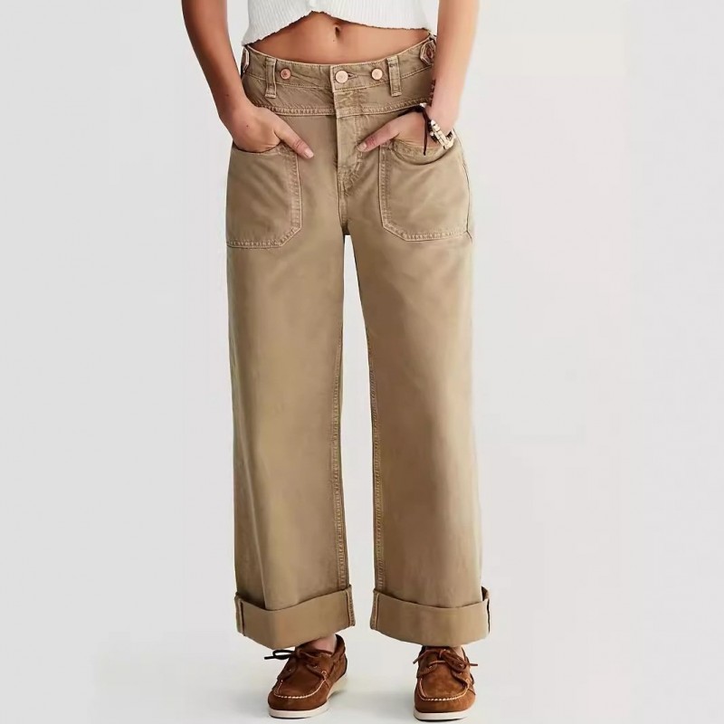 Retro Washed Straight Jeans For Women