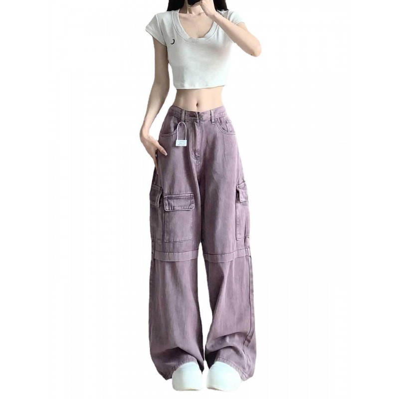 Retro Purple Cargo Jeans Women Retro Purple Cargo Jeans Women