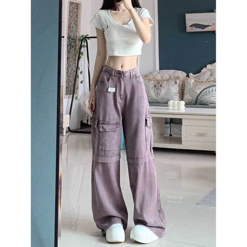 Retro Purple Cargo Jeans Women Retro Purple Cargo Jeans Women