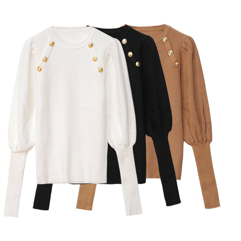 Sweater Women Chic Button Up Black Sweater Pullover Sweater Women Chic Button Up Black Sweater Pullover