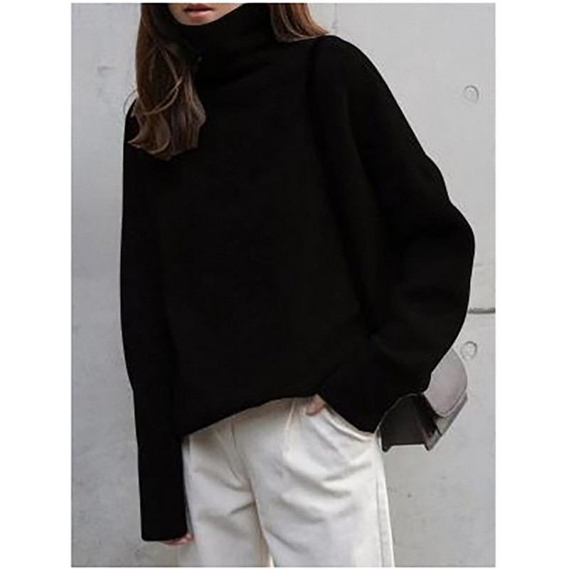 Turtleneck Pure Cashmere Sweater Women Thick Sweater Loose