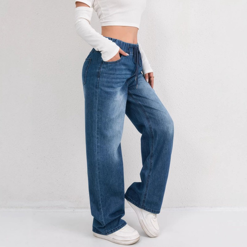 Fashionable Straight-Leg Denim Jeans For...