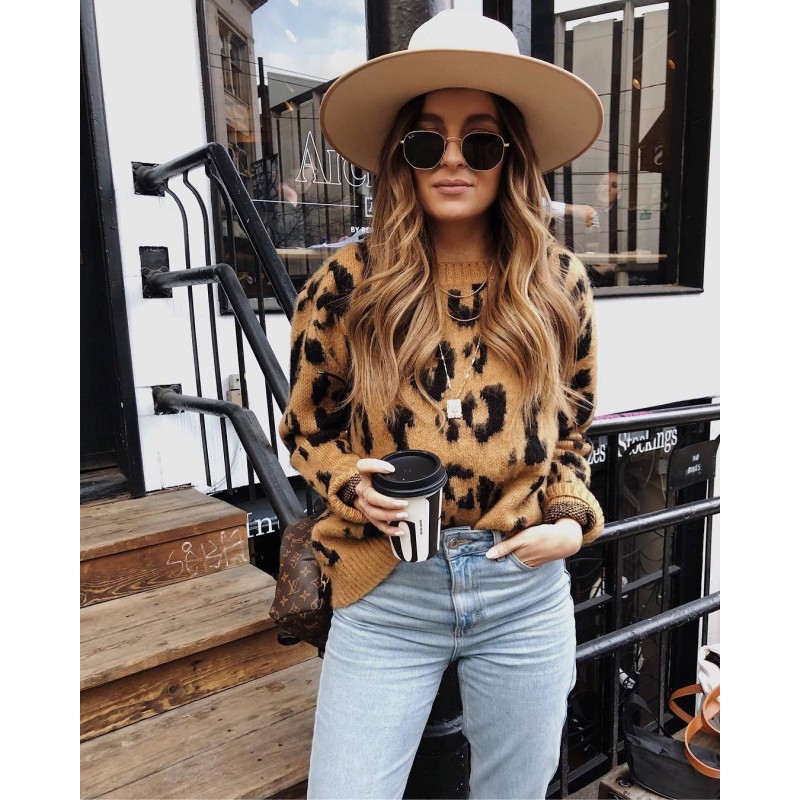 Sweater Sweater Knit Sweater Leopard Print Sweater Women Sweater Sweater Knit Sweater Leopard Print Sweater Women